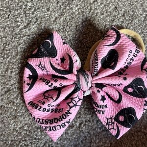 Pink Skull Print Hair Bow